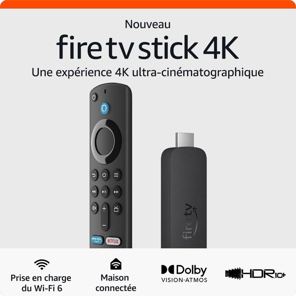 Fire TV Stick 4K (2e gén) + télécommande vocale Alexa (3e gén)