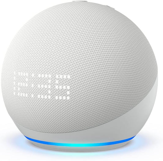 [Blanc] - Echo Dot 5 avec HORLOGE - assistant vocal alexa Amazon