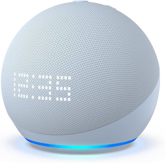[Bleu-Gris] Echo Dot 5 avec HORLOGE - assistant vocal alexa Amazon
